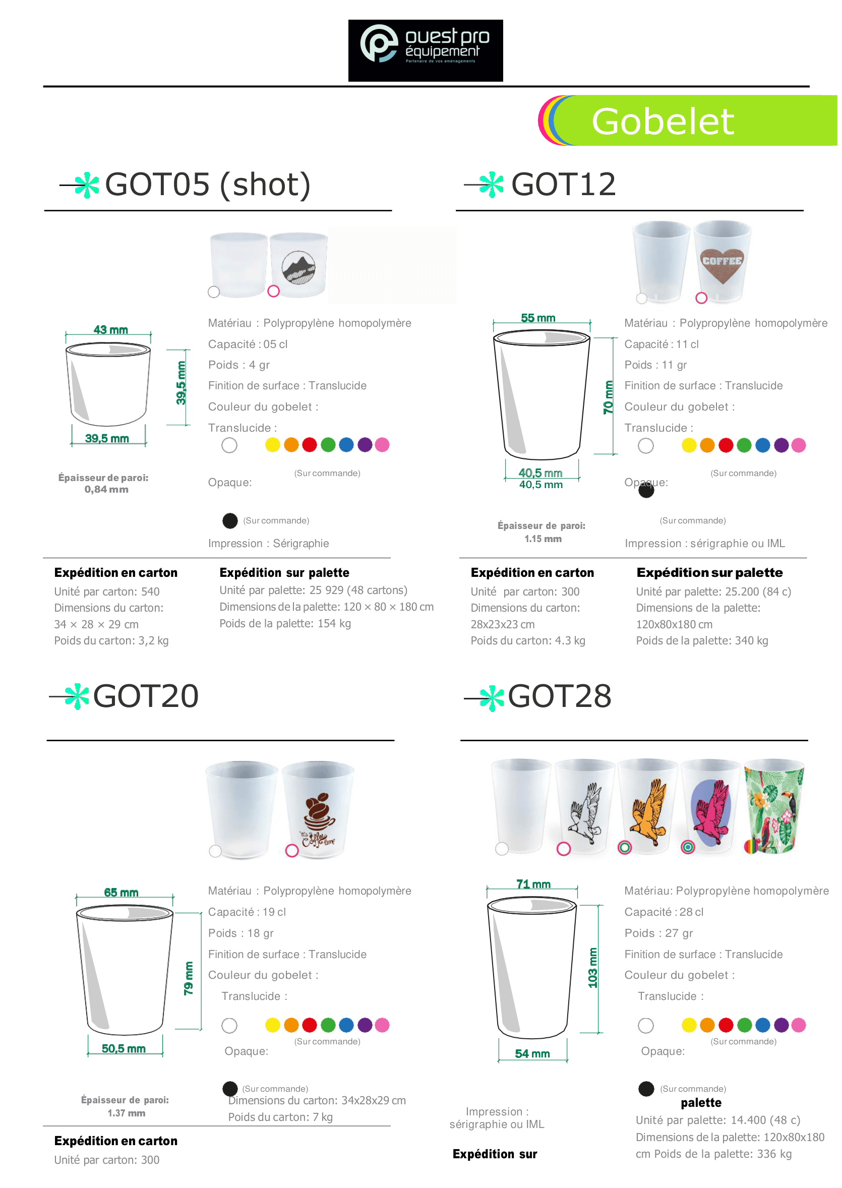 Gobelets 5 cl — 28 cl