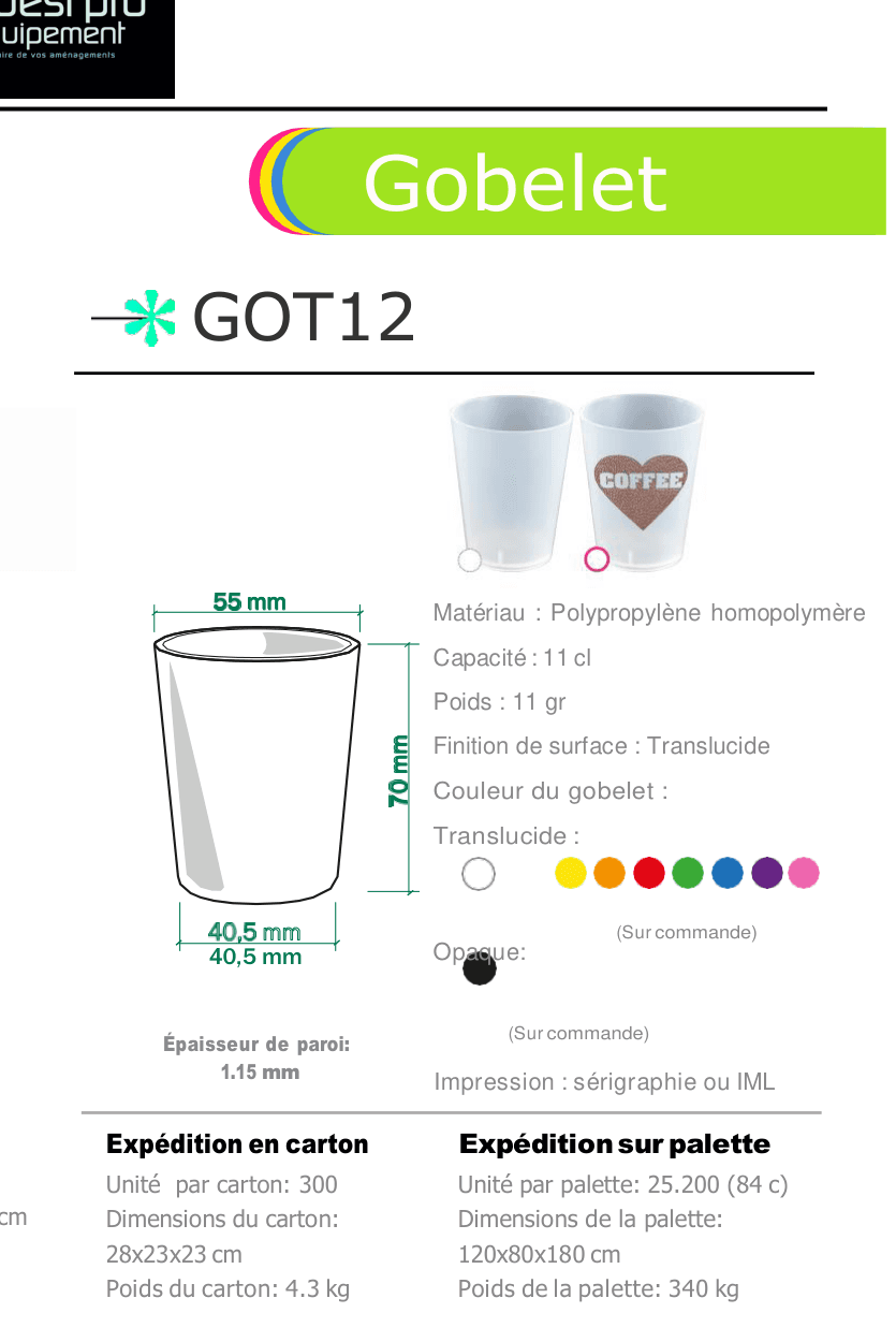 Gobelet 12cl — gobelet réutilisable