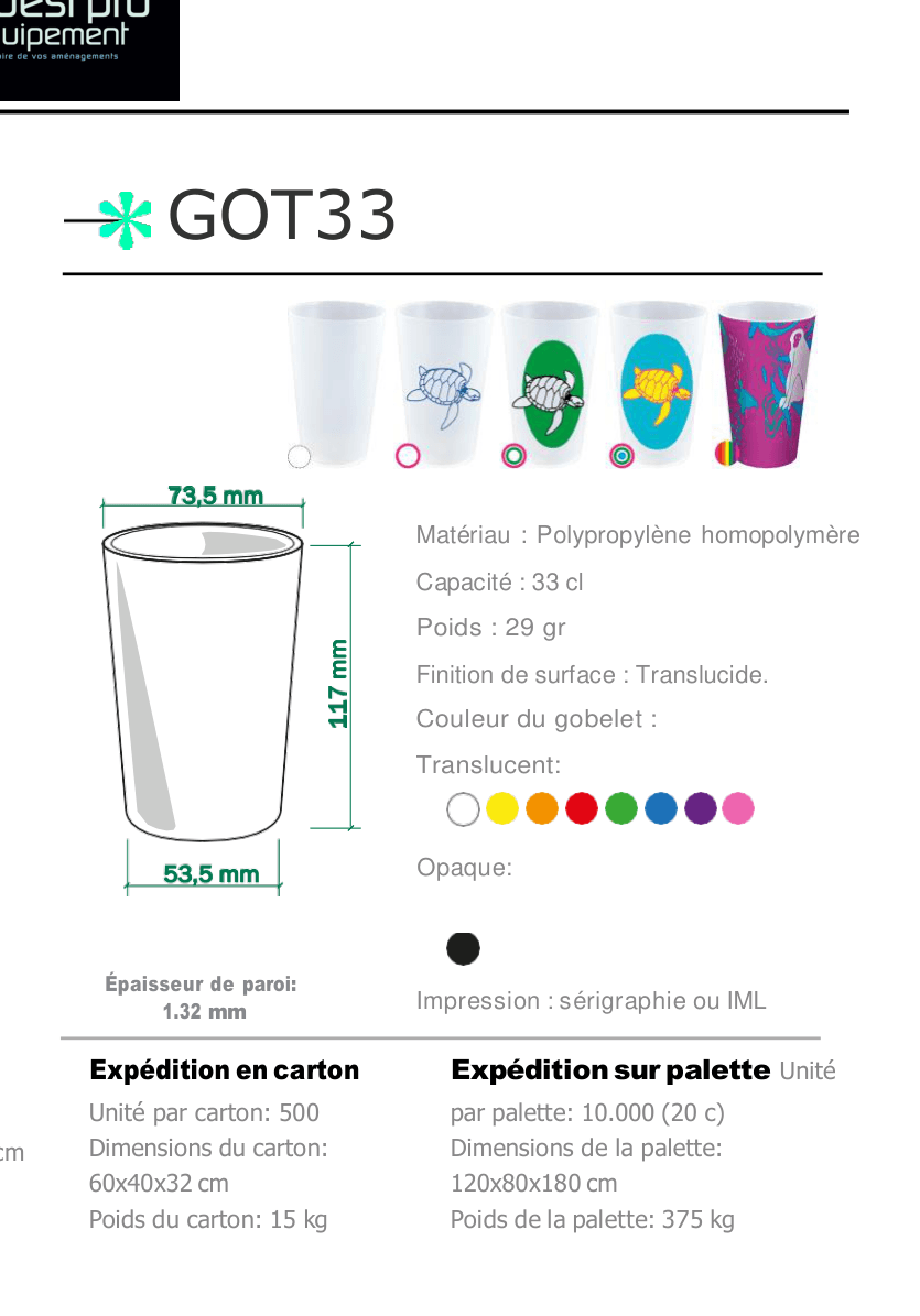 Gobelet 33cl — gobelet réutilisable