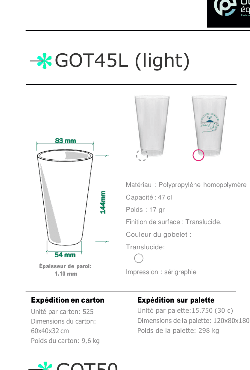 Light — gobelet réutilisable